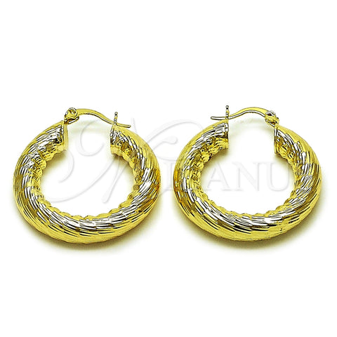 Argolla Mediana 02.213.0769.30 Oro Laminado, Diseño de Hueco, Diamantado, Tono Dorado
