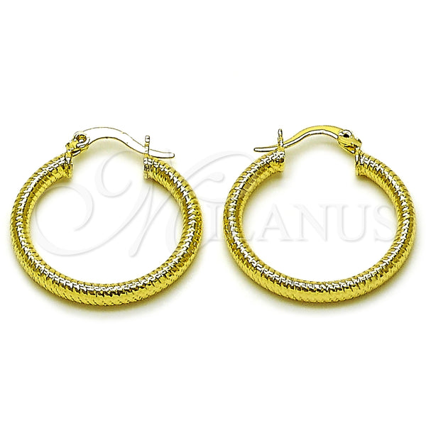 Argolla Pequeña 02.213.0258.25 Oro Laminado, Diseño de Hueco, Diamantado, Tono Dorado