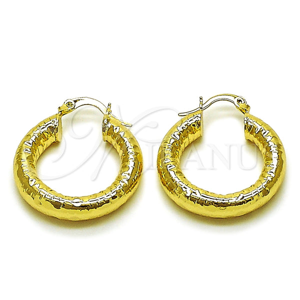 Argolla Pequeña 02.213.0227.25 Oro Laminado, Diseño de Hueco, Diamantado, Tono Dorado