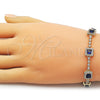 Pulsera Tennis 03.266.0053.4.07 Oro Laminado, Diseño de Cluster, con Blanca and Zafiro Azul Zirconia Cubica, Pulido, Tono Dorado (Thickness, 8 Inches Length)