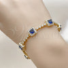 Pulsera Tennis 03.266.0053.4.07 Oro Laminado, Diseño de Cluster, con Blanca and Zafiro Azul Zirconia Cubica, Pulido, Tono Dorado (Thickness, 8 Inches Length)