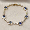 Pulsera Tennis 03.266.0053.4.07 Oro Laminado, Diseño de Cluster, con Blanca and Zafiro Azul Zirconia Cubica, Pulido, Tono Dorado (Thickness, 8 Inches Length)