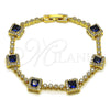 Pulsera Tennis 03.266.0053.4.07 Oro Laminado, Diseño de Cluster, con Blanca and Zafiro Azul Zirconia Cubica, Pulido, Tono Dorado (Thickness, 8 Inches Length)