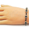 Pulsera Tennis 03.266.0053.5.07 Oro Laminado, Diseño de Cluster, con Negro and Blanca Zirconia Cubica, Pulido, Tono Dorado (Thickness, 8 Inches Length)