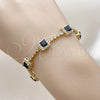 Pulsera Tennis 03.266.0053.5.07 Oro Laminado, Diseño de Cluster, con Negro and Blanca Zirconia Cubica, Pulido, Tono Dorado (Thickness, 8 Inches Length)