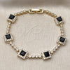 Pulsera Tennis 03.266.0053.5.07 Oro Laminado, Diseño de Cluster, con Negro and Blanca Zirconia Cubica, Pulido, Tono Dorado (Thickness, 8 Inches Length)