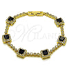 Pulsera Tennis 03.266.0053.5.07 Oro Laminado, Diseño de Cluster, con Negro and Blanca Zirconia Cubica, Pulido, Tono Dorado (Thickness, 8 Inches Length)
