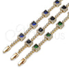 Pulsera Tennis 03.266.0053.5.07 Oro Laminado, Diseño de Cluster, con Negro and Blanca Zirconia Cubica, Pulido, Tono Dorado (Thickness, 8 Inches Length)