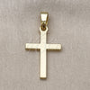 Dije Religioso 05.213.0192 Oro Laminado, Diseño de Cruz, Pulido, Tono Dorado