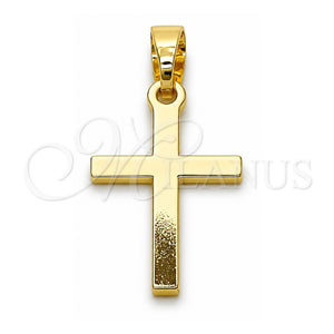 Dije Religioso 05.213.0192 Oro Laminado, Diseño de Cruz, Pulido, Tono Dorado