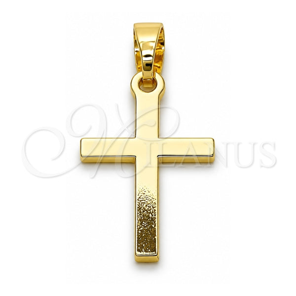 Dije Religioso 05.213.0192 Oro Laminado, Diseño de Cruz, Pulido, Tono Dorado