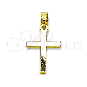 Dije Religioso 05.213.0192 Oro Laminado, Diseño de Cruz, Pulido, Tono Dorado