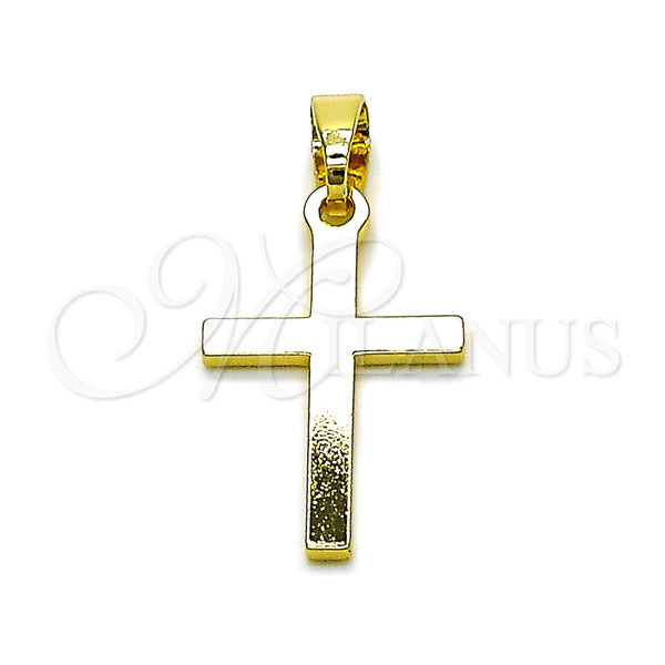 Dije Religioso 05.213.0192 Oro Laminado, Diseño de Cruz, Pulido, Tono Dorado