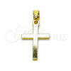 Dije Religioso 05.213.0192 Oro Laminado, Diseño de Cruz, Pulido, Tono Dorado