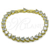 Pulsera Tennis 03.284.0064.08 Oro Laminado, Diseño de Corazón, con Zirconia Cubica Blanca, Pulido, Tono Dorado (Grosor 06.9 MM, 8 Pulgadas de Largo)