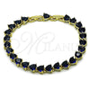 Pulsera Tennis 03.284.0064.3.08 Oro Laminado, Diseño de Corazón, con Zafiro Azul Zirconia Cubica, Pulido, Tono Dorado (Thickness, 8 Inches Length)