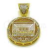 Dije Religioso 05.284.0024 Oro Laminado, con Blanca Zirconia Cubica, Pulido, Tono Dorado
