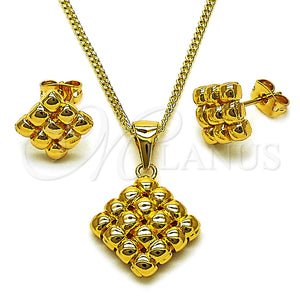 Juego de Arete y Dije de Adulto 10.342.0273 Oro Laminado, Pulido, Tono Dorado