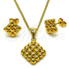 Juego de Arete y Dije de Adulto 10.342.0273 Oro Laminado, Pulido, Tono Dorado
