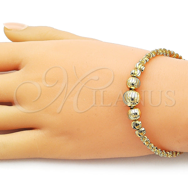 Aro Individual 07.282.0048 Oro Laminado, Diseño de Bola, Diamantado, Tono Dorado (10 MM Thickness, One size fits all)