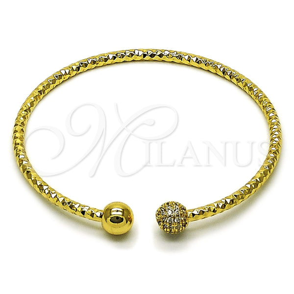 Aro Individual 07.282.0049 Oro Laminado, Diseño de Bola, con Blanca Micro Pave, Diamantado, Tono Dorado (Thickness, One size fits all)