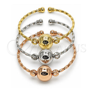 Aro Trio 07.282.0050 Oro Laminado, Diseño de Bola y Torcido, Pulido, Tres Tonos (Grosor 16 MM, Talla Unica)