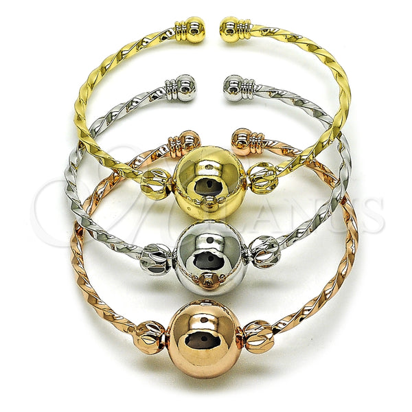 Aro Trio 07.282.0050 Oro Laminado, Diseño de Bola y Torcido, Pulido, Tres Tonos (16 MM Thickness, One size fits all)