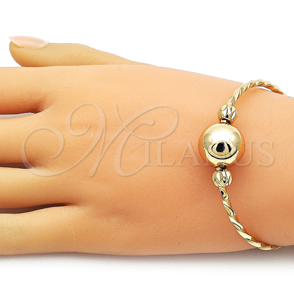 Aro Individual 07.282.0051 Oro Laminado, Diseño de Bola y Torcido, Pulido, Tono Dorado (16 MM Thickness, One size fits all)