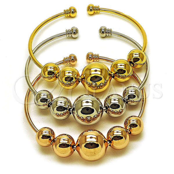 Aro Trio 07.282.0052 Oro Laminado, Diseño de Bola y Hueco, Pulido, Tres Tonos (16 MM Thickness, One size fits all)