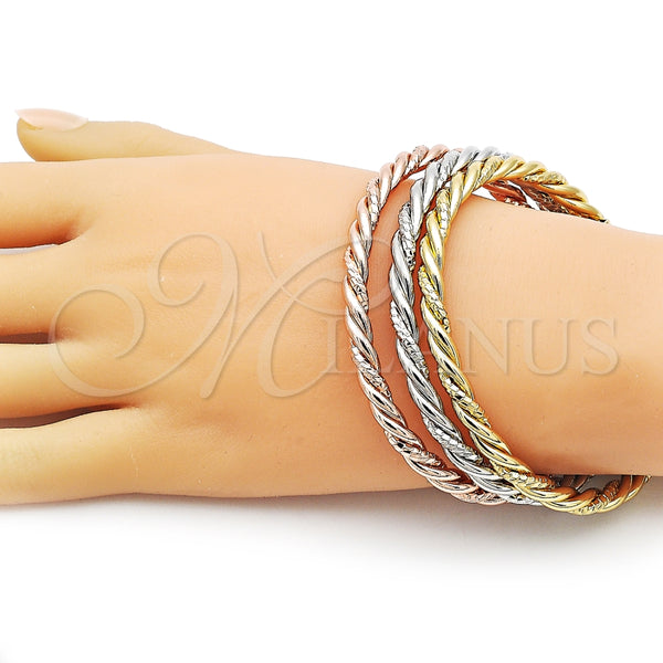 Aro Trio 07.282.0053 Oro Laminado, Diseño de Torcido, Diamantado, Tres Tonos (Thickness, One size fits all)