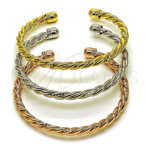 Aro Trio 07.282.0053 Oro Laminado, Diseño de Torcido, Diamantado, Tres Tonos (Thickness, One size fits all)