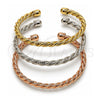 Aro Trio 07.282.0053 Oro Laminado, Diseño de Torcido, Diamantado, Tres Tonos (Grosor 05.3 MM, Talla Unica)