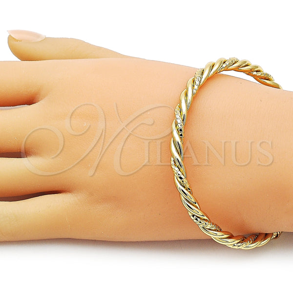 Aro Individual 07.282.0054 Oro Laminado, Diseño de Torcido, Diamantado, Tono Dorado (Thickness, One size fits all)
