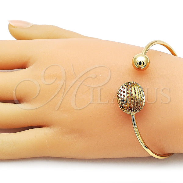 Aro Individual 07.282.0056 Oro Laminado, Diseño de Bola, Diamantado, Tono Dorado (Thickness, One size fits all)