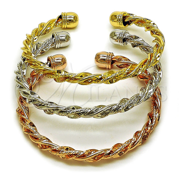 Aro Trio 07.282.0057 Oro Laminado, Diseño de Torcido, Pulido, Tres Tonos (06 MM Thickness, One size fits all)