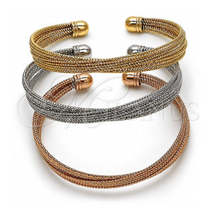 Aro Trio 07.282.0060 Oro Laminado, Diseño de Torcido, Diamantado, Tres Tonos (Grosor 10.7 MM, Talla Unica)