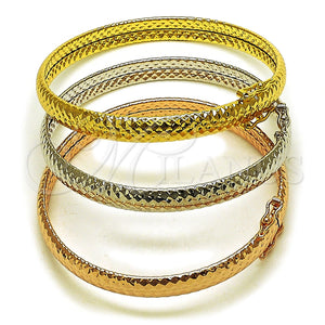 Aro Trio 07.282.0062.04 Oro Laminado, Diseño de Hueco, Diamantado, Tres Tonos (Thickness, Size 4 (2.25 Diameter))