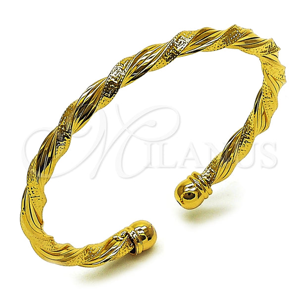 Aro Individual 07.282.0065 Oro Laminado, Diseño de Torcido y Llave Griega, Pulido, Tono Dorado (05 MM Thickness, One size fits all)