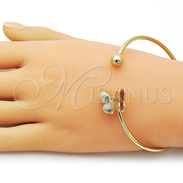 Aro Individual 07.282.0067 Oro Laminado, Diseño de Mariposa y Bola, Pulido, Tono Dorado (Thickness, One size fits all)