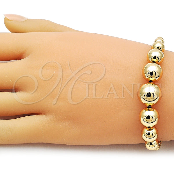 Pulsera Elegante 03.282.0009.07 Oro Laminado, Diseño de Bola y Hueco, Pulido, Tono Dorado (14 MM Thickness, 8 Inches Length)
