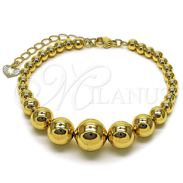 Pulsera Elegante 03.282.0009.07 Oro Laminado, Diseño de Bola y Hueco, Pulido, Tono Dorado (14 MM Thickness, 8 Inches Length)