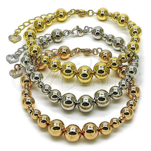 Pulsera Elegante 03.282.0012.08 Oro Laminado, Diseño de Bola y Hueco, Pulido, Tres Tonos (10 MM Thickness, 8 Inches Length)