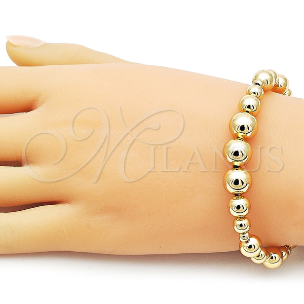 Pulsera Elegante 03.282.0013.08 Oro Laminado, Diseño de Bola y Hueco, Pulido, Tono Dorado (10 MM Thickness, 8 Inches Length)
