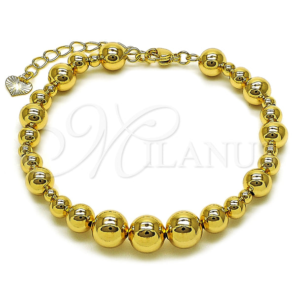 Pulsera Elegante 03.282.0013.08 Oro Laminado, Diseño de Bola y Hueco, Pulido, Tono Dorado (10 MM Thickness, 8 Inches Length)