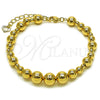 Pulsera Elegante 03.282.0013.08 Oro Laminado, Diseño de Bola y Hueco, Pulido, Tono Dorado (10 MM Thickness, 8 Inches Length)