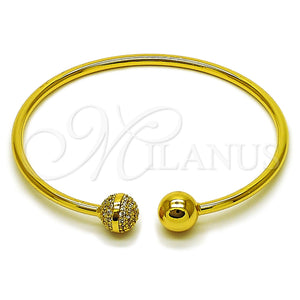 Aro Individual 07.282.0075 Oro Laminado, Diseño de Bola, con Blanca Zirconia Cubica, Pulido, Tono Dorado (03 MM Thickness, One size fits all)