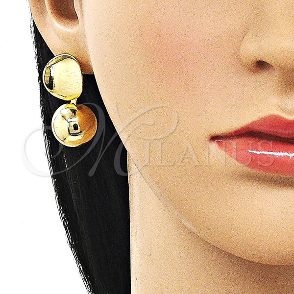 Arete Colgante 02.282.0097 Oro Laminado, Diseño de Bola, Pulido, Tono Dorado