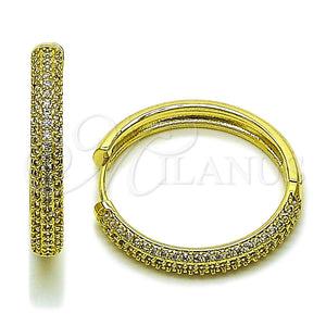 Argolla Huggie 02.282.0100.30 Oro Laminado, con Blanca Zirconia Cubica, Pulido, Tono Dorado
