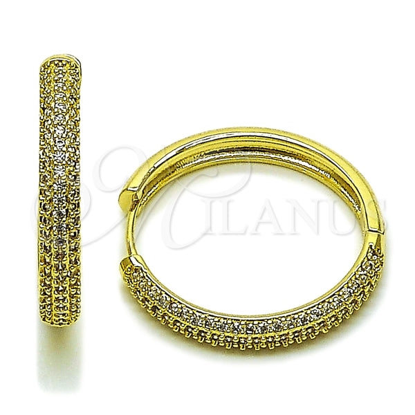 Argolla Huggie 02.282.0100.30 Oro Laminado, con Blanca Zirconia Cubica, Pulido, Tono Dorado