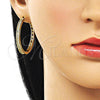 Argolla Huggie 02.282.0101.35 Oro Laminado, con Blanca Micro Pave, Pulido, Tono Dorado